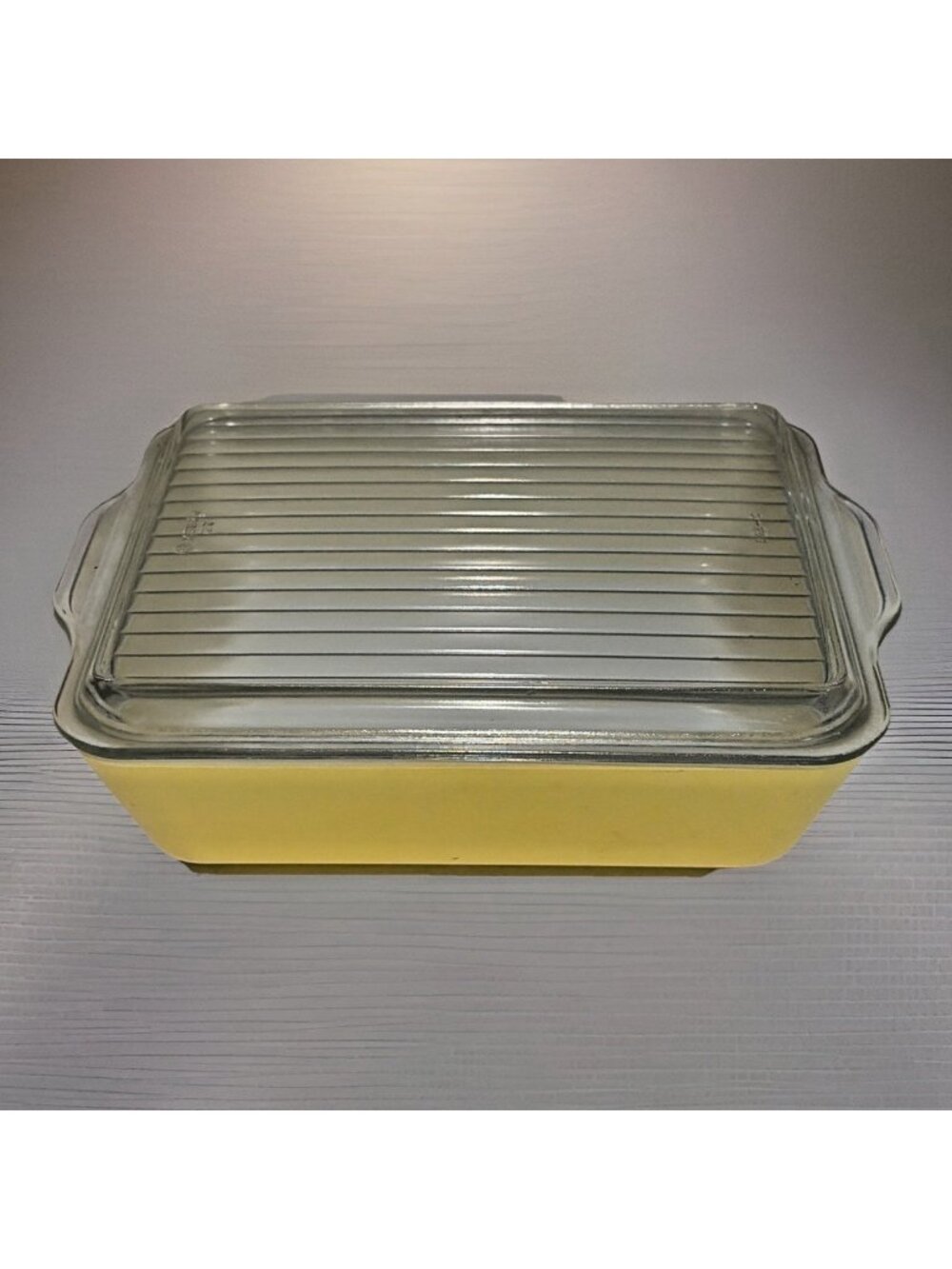 VTG 1950s Pyrex Refrigerator Dish 1.5 Quarts Yellow 0503 And Ribbed Lid 503-C